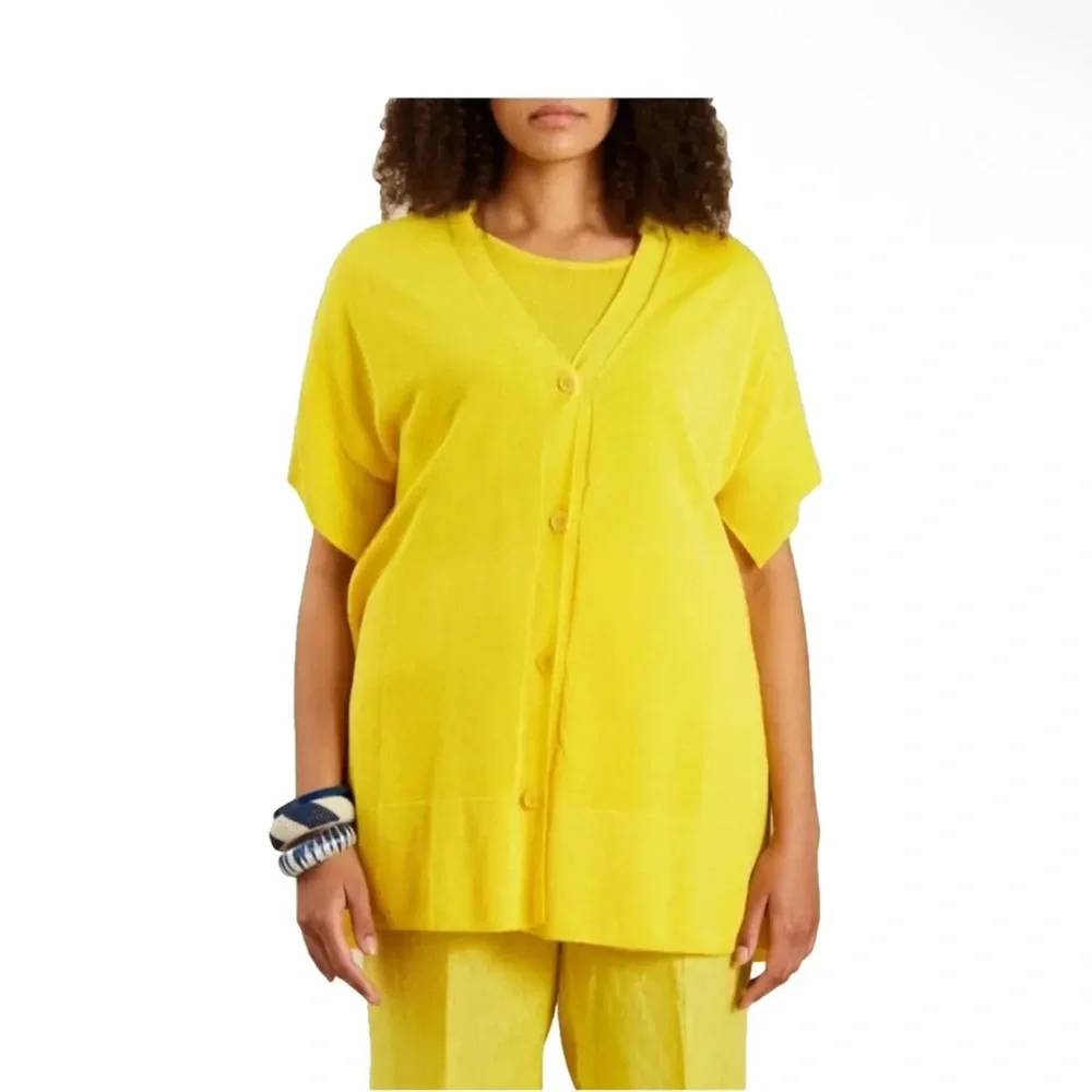 Marina Rinaldi Yellow Knit Cardigan NWT 14-16 oversized - Picture 2 of 16